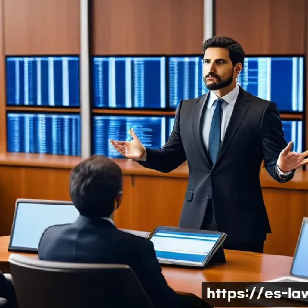 법률 관련 자격증 종류와 차이점 - A professional courtroom scene featuring a confident Spanish-speaking lawyer in formal business atti...