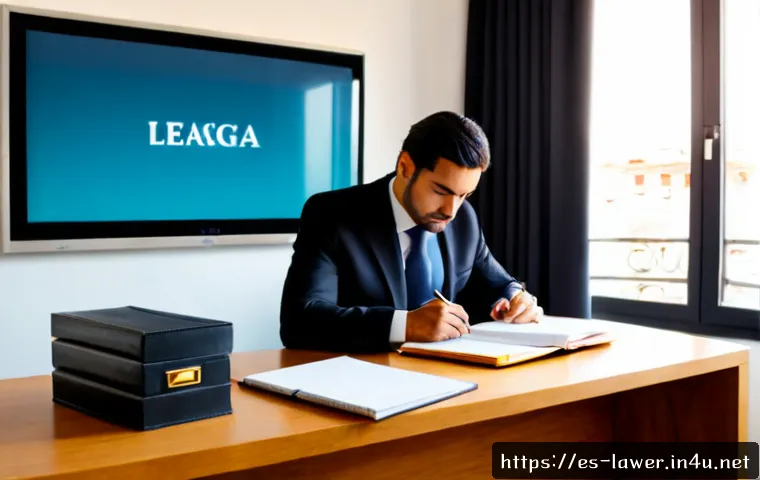 Home 30 변호사 실무를 위한 필수 스킬 - Photorealistic Spanish-speaking attorney in a modern Madrid law office, carefully reviewing organize...